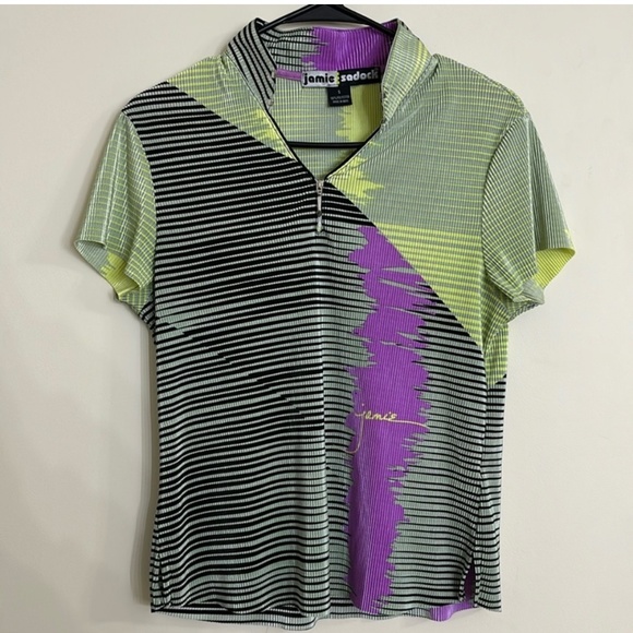 Jaime Sadock Short Sleeve V-Neck Top - Sage - Size Small - Picture 1 of 5